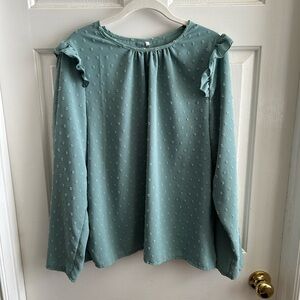 Elegant Teal Blouse with Ruffle Details